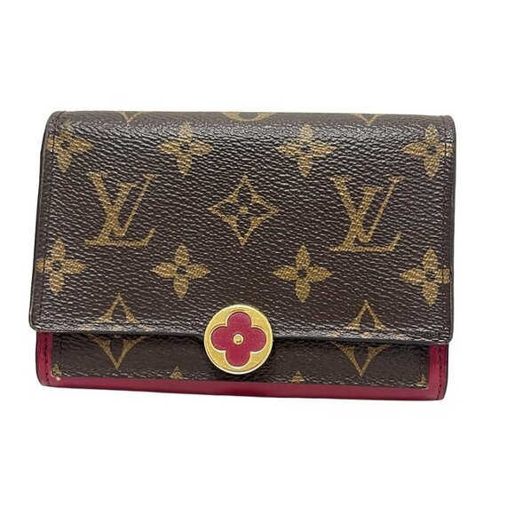 Auth LOUIS VUITTON Portefeuille Flor Compact M64588 Fuchsia Monogram - Picture 1 of 5
